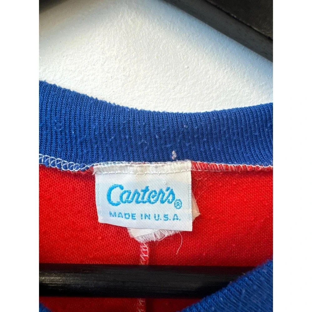 Vintage Carter's Hockey Shirt‎ Youth Large Red White Long Sleeve Made USA 80s